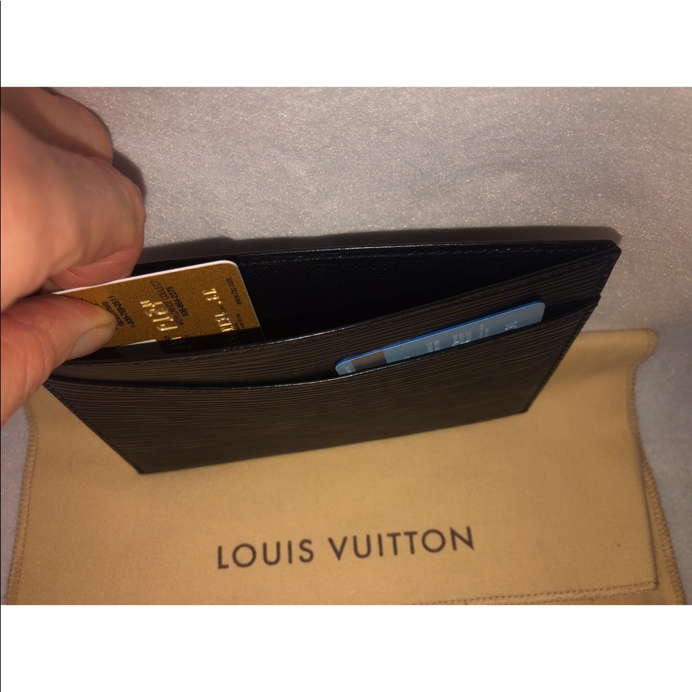 Authentic Louis Vuitton Black Epi Leather Card Holder
